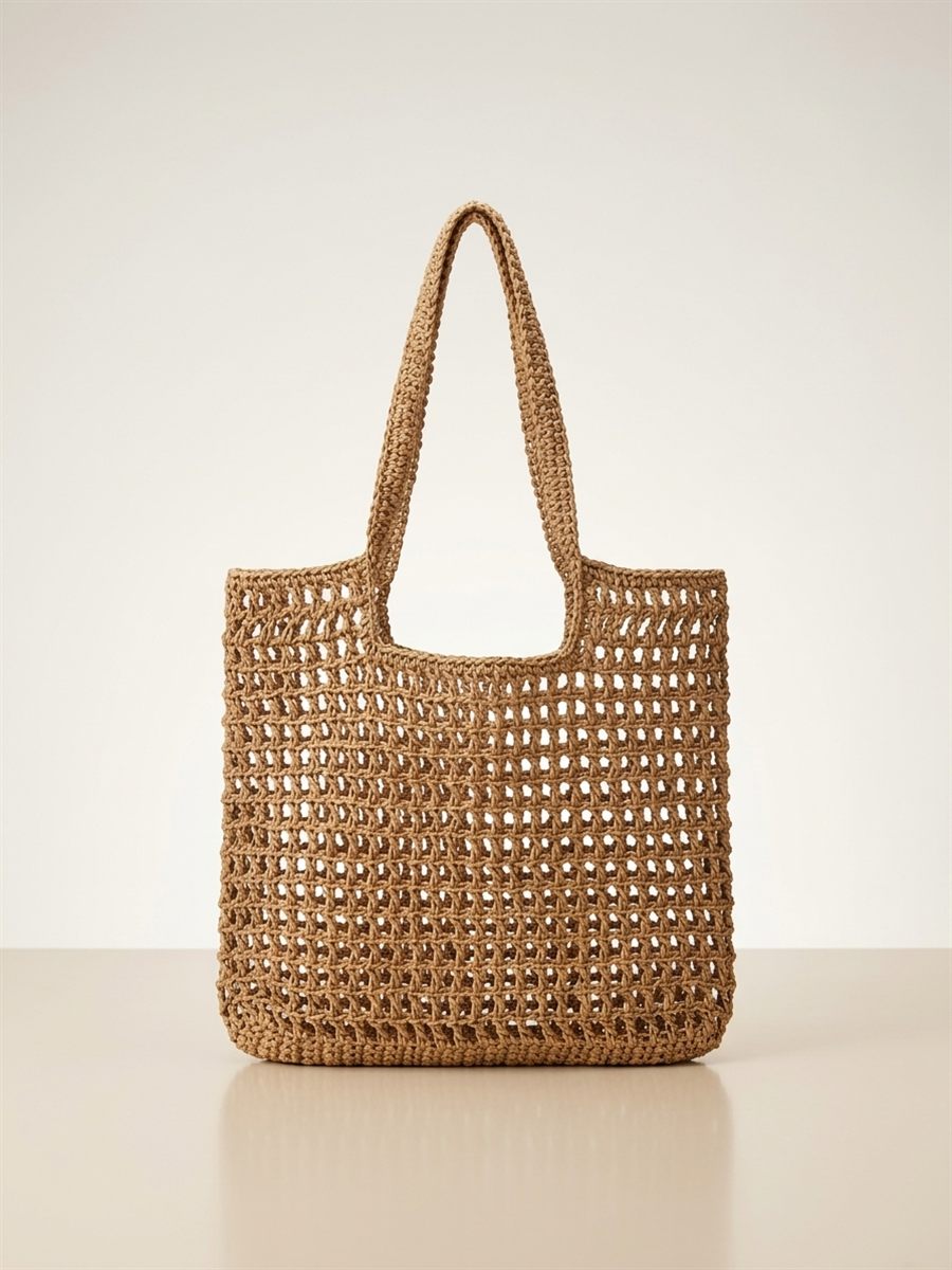Natural handwoven raffia tote bag